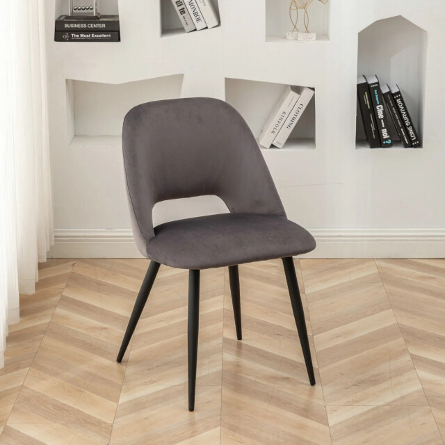 CaliCosy Lot de 2 chaises de séjour en tissu avec piètement en métal noir l58 cm - 3436968 large