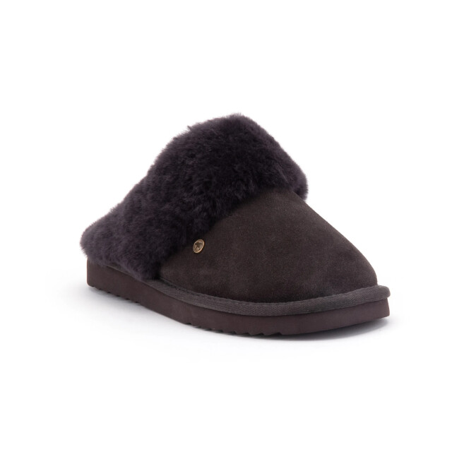 Warmbat Dames instap pantoffels suède flurry donker FLS321065 large