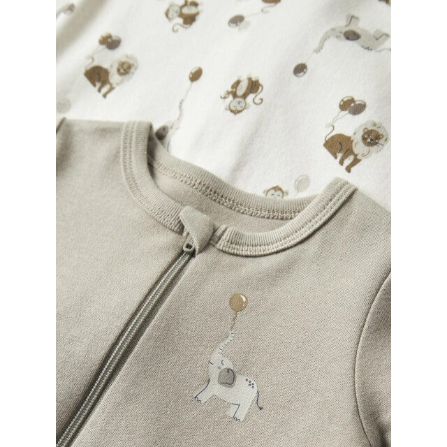 Name It Unisex kinder bodysuit nbnnightsuit 2-pack beige dierenprint 13250816-Jet Stream large