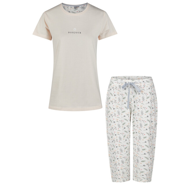 By Louise Dames capri pyjama driekwart oranje/wit gebloemd BL-570-02 large