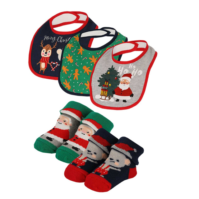 Apollo Baby kerstsokken + slabbetje set kerst print 000162990003 large