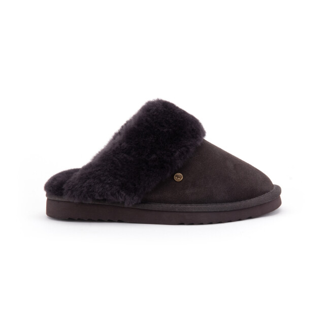 Warmbat Dames instap pantoffels suède flurry donker FLS321065 large