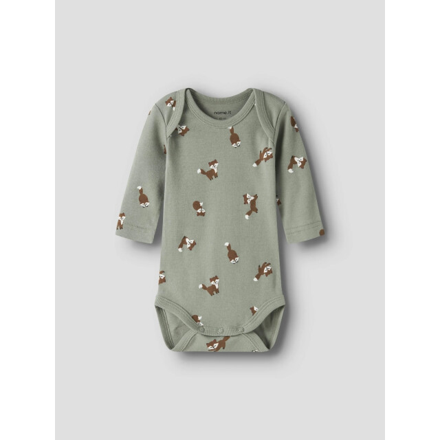 Name It Jongens kinder bodysuit nbmbody 3-pack effen grijs/beige/groen vosprint 13250789-Shadow large