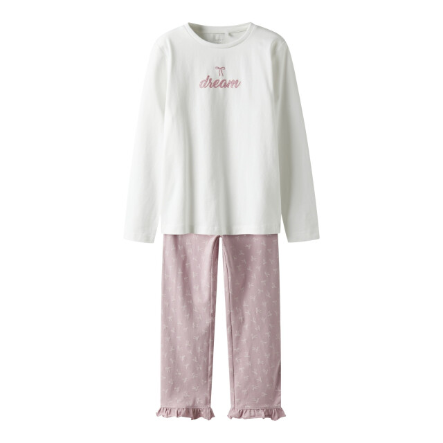 Name It Meisjes lange pyjama set nkfragna wit/lila strikjes print 13249386-Keepsake Lilac large