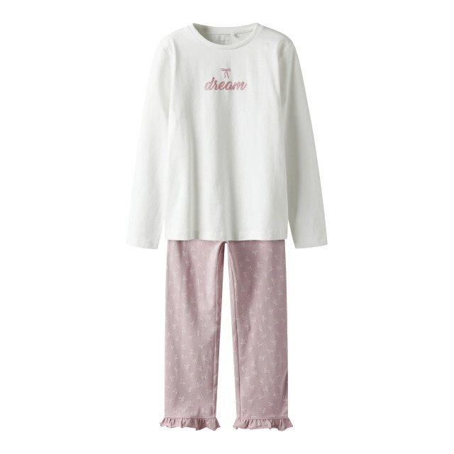Name It Meisjes lange pyjama set nkfragna wit/lila strikjes print 13249386-Keepsake Lilac large