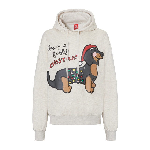Apollo Dames hoodie met kerst print print teckel white melange 000167999005-CombB large