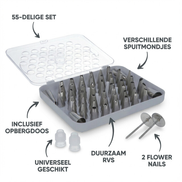 4goodz Spuitmondjes-set klein voor spuitzak 55-delig in opbergdoos 3048882 large