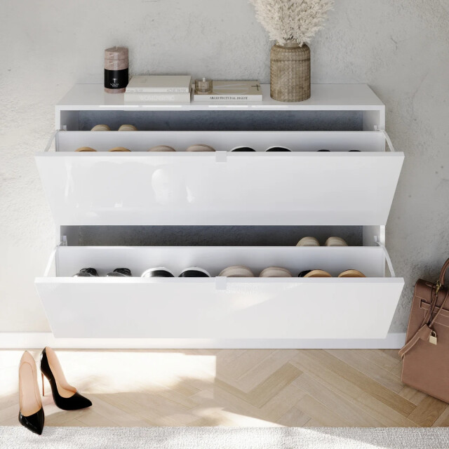 CaliCosy Schoenenkast met 2 opklapbare deurtjes, glanzend wit, l110 cm smile 3438119 large