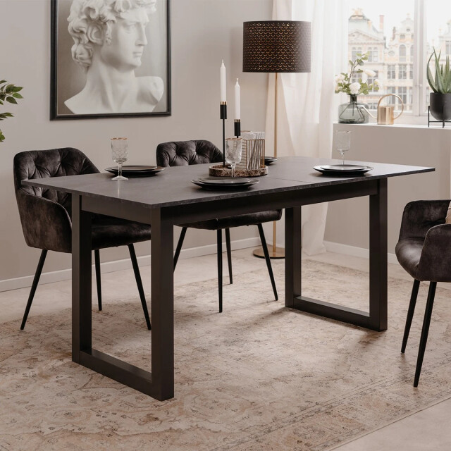 CaliCosy Uitschuifbare rechthoekige eettafel met antracietkleurig leisteeneffect l160/200 3438052 large