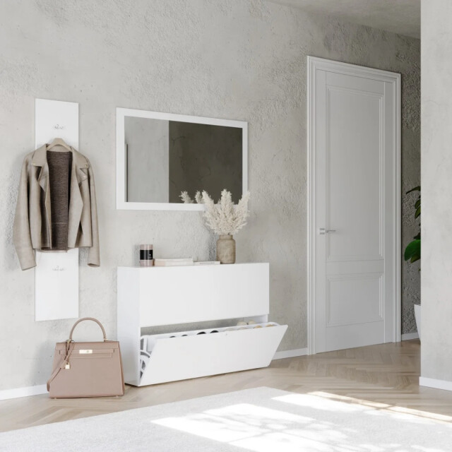 CaliCosy Schoenenkast met 2 opklapbare deurtjes, glanzend wit, l110 cm smile 3438119 large