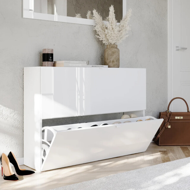 CaliCosy Schoenenkast met 2 opklapbare deurtjes, glanzend wit, l110 cm smile 3438119 large