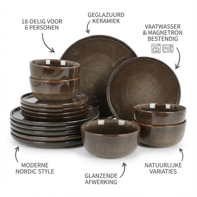 Secret de Gourmet 6 persoons 18-delig servies terre geglazuurd keramiek 3409001 large