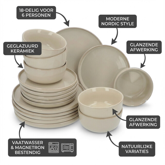 Secret de Gourmet 6 persoons 18-delig servies terre geglazuurd keramiek 3047561 large