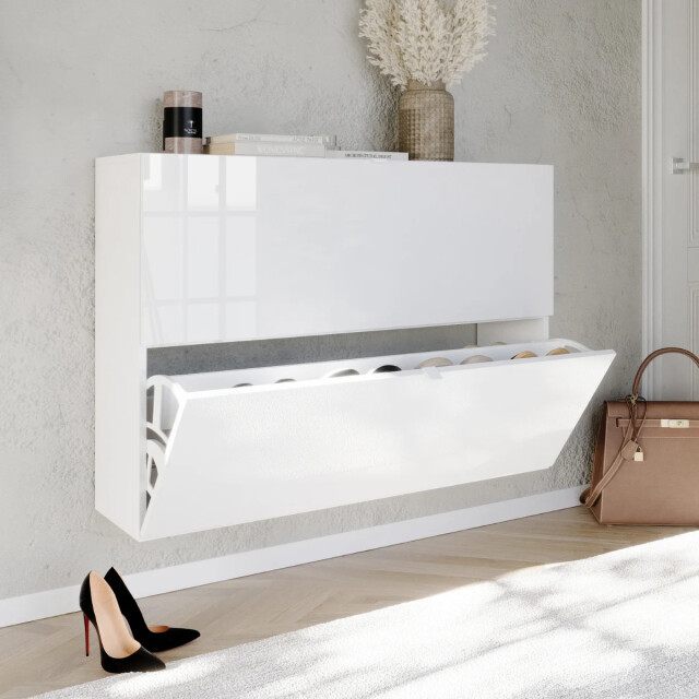 CaliCosy Schoenenkast met 2 opklapbare deurtjes, glanzend wit, l110 cm smile 3438119 large
