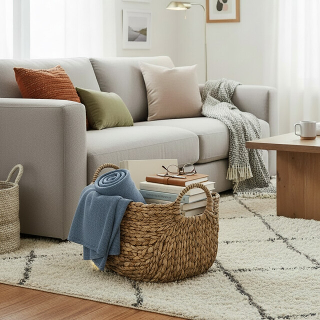 CaliCosy Water hyacint mand met handvaten hoogte 22cm 2929022 large