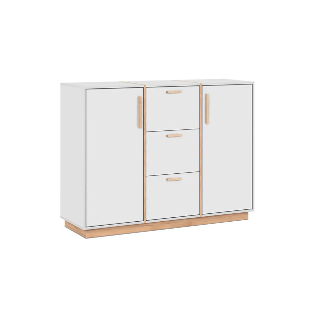 CaliCosy Buffetkast met 2 deuren en 3 lades, wit en hout, l 125 cm split 3439360 large