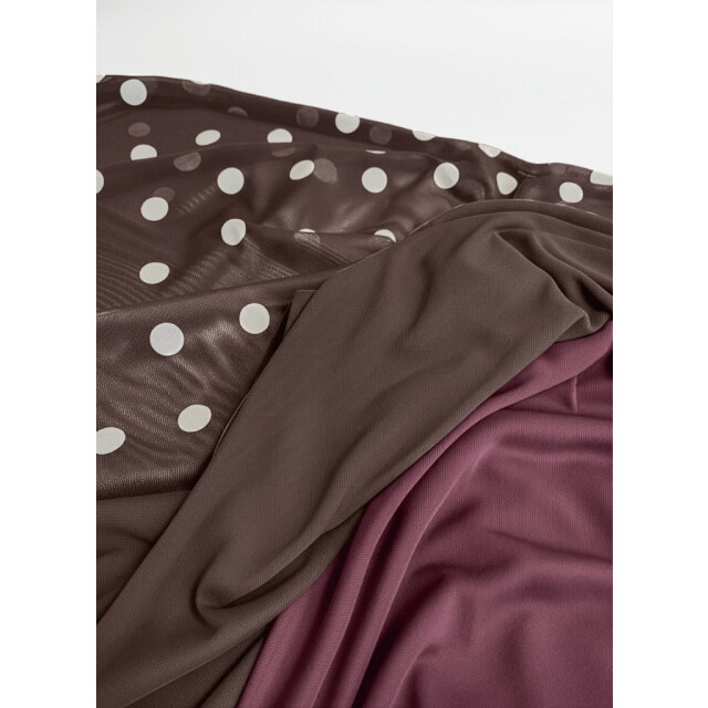 Object objnela ls o-neck mesh top rep 23046001 seal brown white dots 06012.849.0052 large