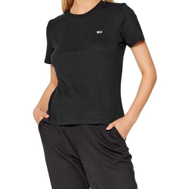 Tommy Hilfiger Dames logo crew neck regular t-shirt UTNA316_black large