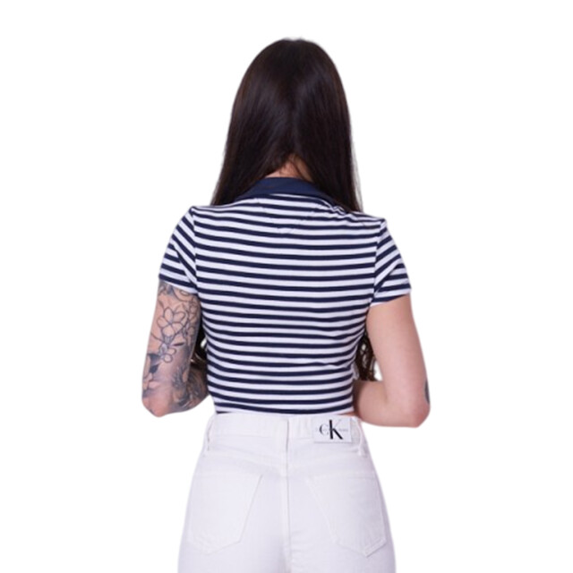 Tommy Hilfiger Dames gestreept poloshirt UTNA401_whitenavy large