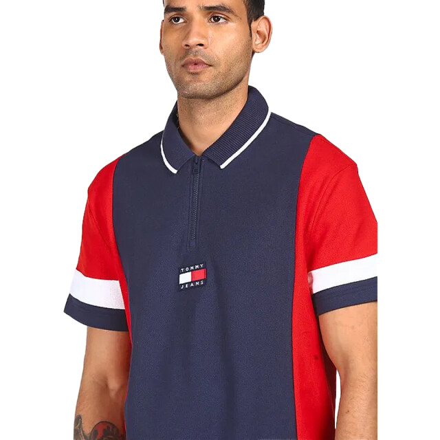 Tommy Hilfiger Herenpoloshirt met kleurblok UTNA611_navyredwhite large