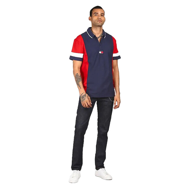 Tommy Hilfiger Herenpoloshirt met kleurblok UTNA611_navyredwhite large