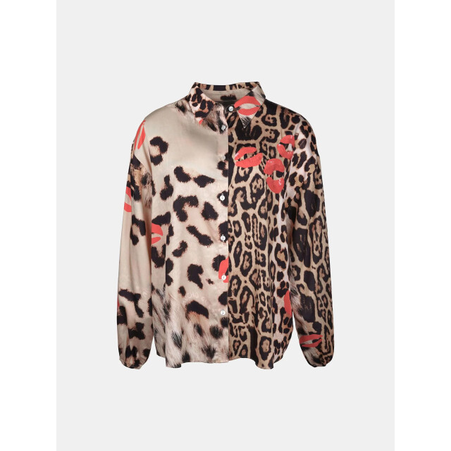 Mucho Gusto ® blouse sirmione gemengde dierenprint met kusjes MUCHO GUSTO® Blouse Sirmione Gemengde Dierenprint met Kusjes large