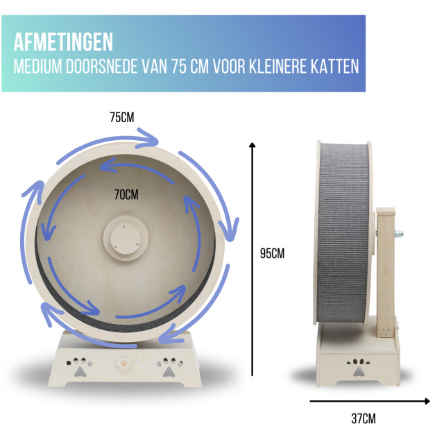 4animalz ® houten katten loopwiel 75 cm doorsnede 95 cm hoog 3048976 large