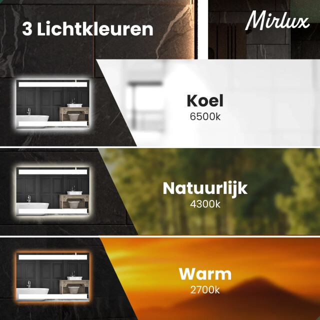 Mirlux Badkamerspiegel 90x65cm rechthoekig frameloos 3083769 large