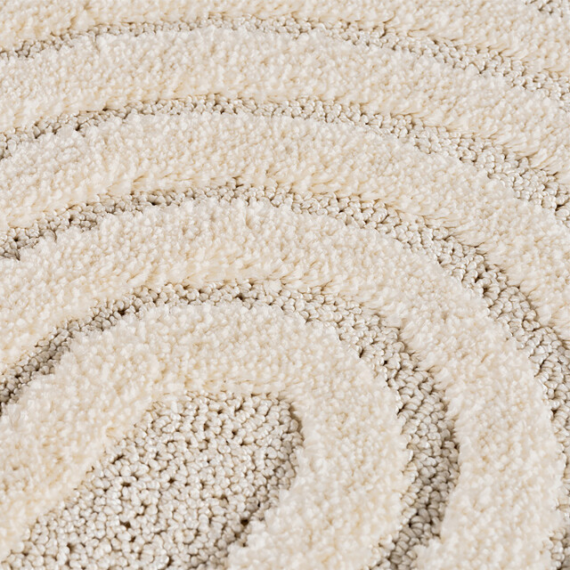 Muratap Japandi art rond scandinavisch vloerkleed laagpolig effen wit- 120 3442691 large