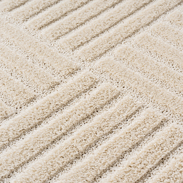 Muratap Japandi art kubic rond scandinavisch vloerkleed laagpolig effen wit- 3442650 large