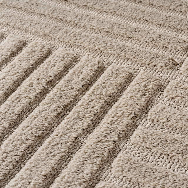 Muratap Japandi art kubic rond scandinavisch vloerkleed laagpolig effen - 200 3442663 large