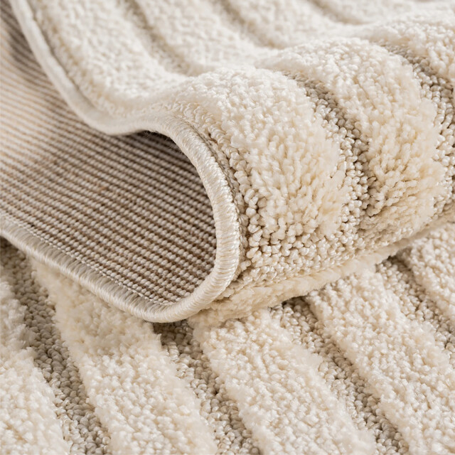 Muratap Japandi art kubic rond scandinavisch vloerkleed laagpolig effen wit- 3442650 large