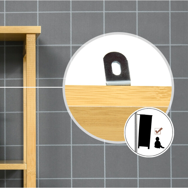 4goodz Kleankin bamboe badkamerkast 173 cm hoog met 3 open vakken 3082321 large