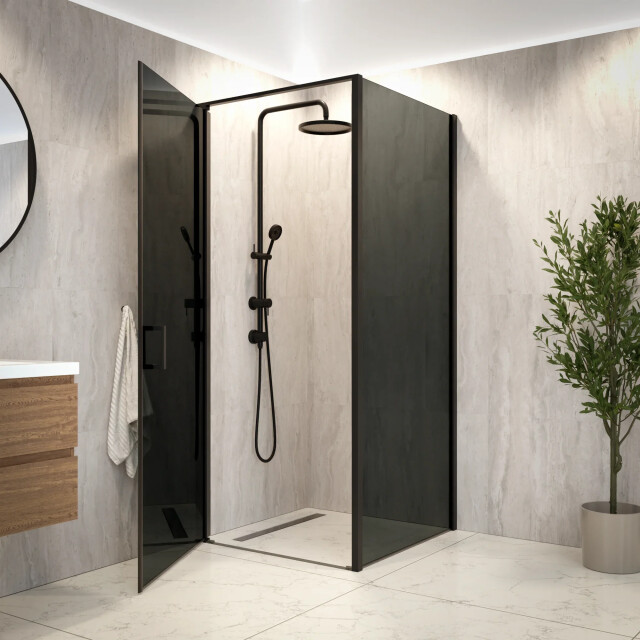 Mirlux Douchecabine vela 90 x 200 smoked glass zwart 3442730 large