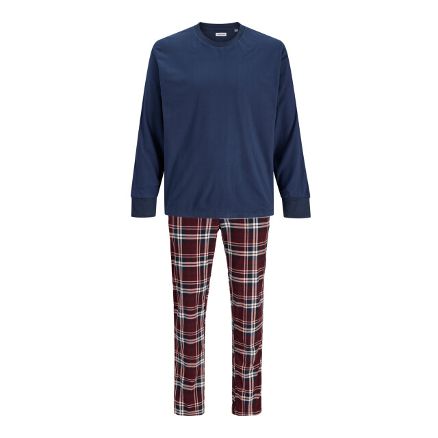Jack & Jones Heren lounge pyjama set lang jacmixed polyester geruit blauw/rood 12273626-Port Royale large