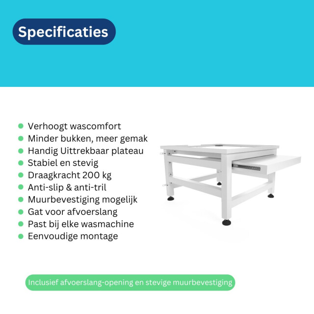 Wasophoogte Wasmachine verhoger – novapro met uittrekbaar plateau - 3445059 large