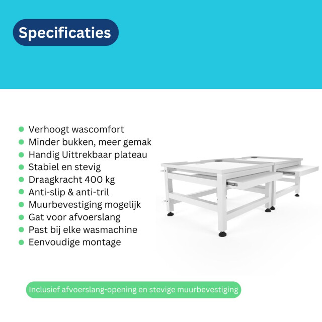 Wasophoogte Wasmachine verhoger – novapro met uittrekbaar plateau - 3445061 large