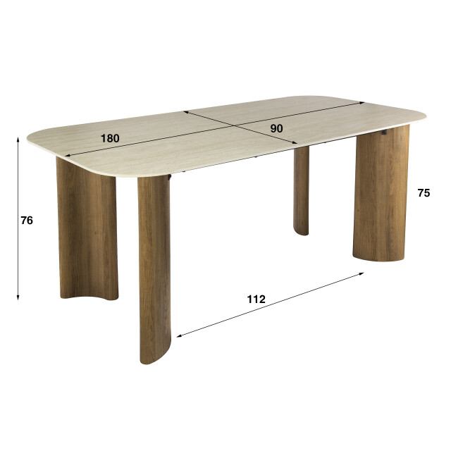 Hoyz eettafel romano curvo 180cm keramiek travertin 3423815 large
