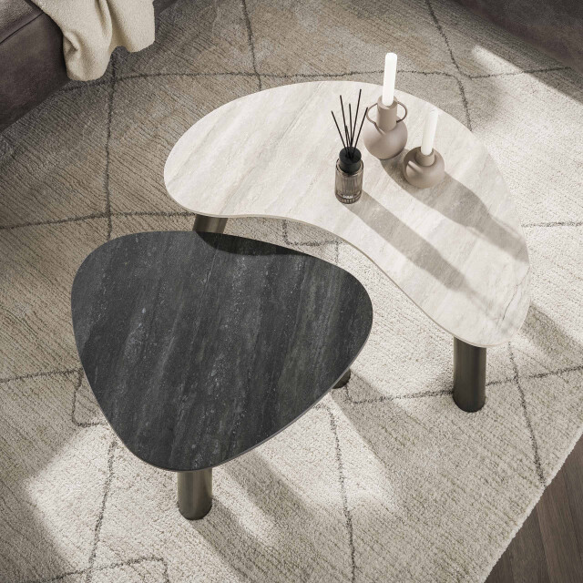 Hoyz salontafel twin organisch set van 2 3d keramiek travertin 3423830 large