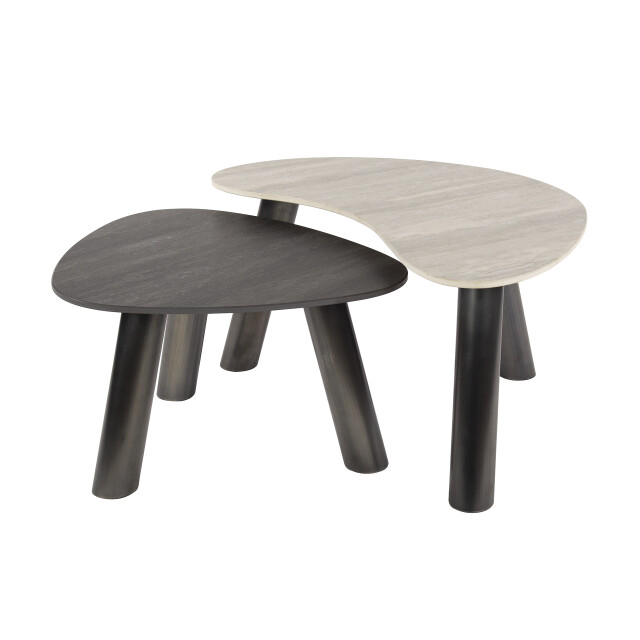 Hoyz salontafel twin organisch set van 2 3d keramiek travertin 3423830 large