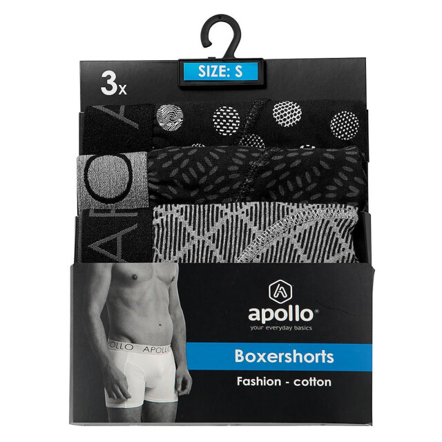 Apollo Heren boxershorts print 3-pack multi black 000161500-104 large