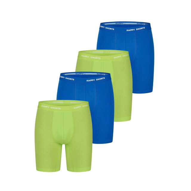 Happy Shorts Heren boxershorts met lange pijpen boxer briefs 4-pack neon lime/blauw HS-J-1310-LONG-2X large