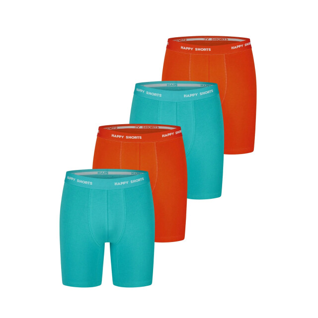 Happy Shorts Heren boxershorts met lange pijpen boxer briefs 4-pack neon groen/oranje HS-J-1311-LONG-2X large