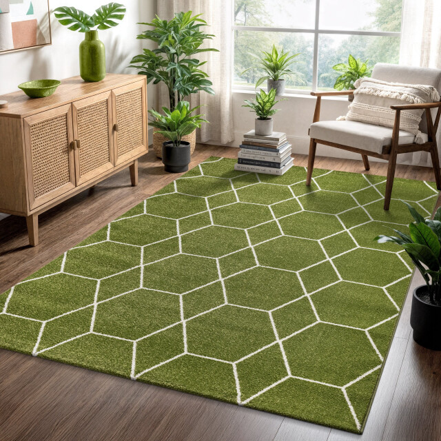 Muratap Trellis uni effen laagpolig vloerkleed modern 160x230 cm 3446767 large