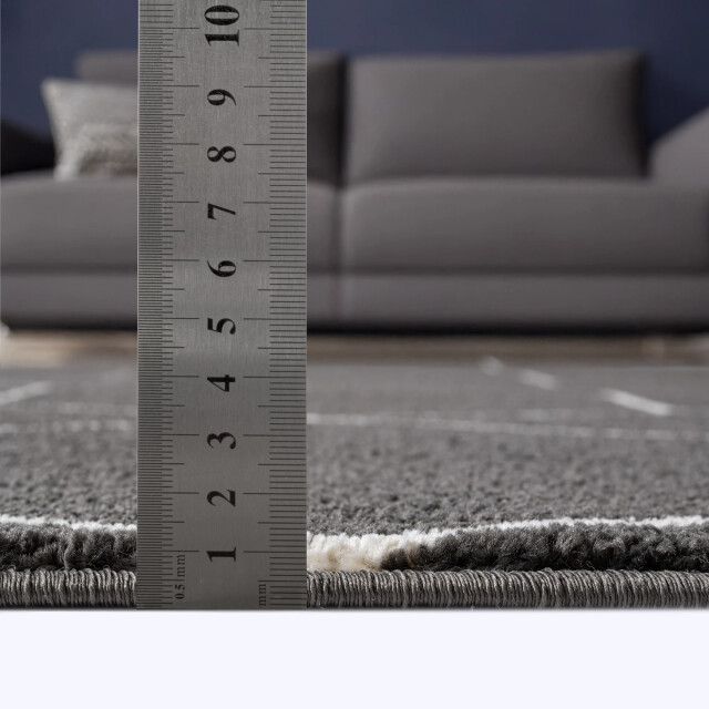 Muratap Trellis uni rond effen laagpolig vloerkleed modern donker 120 cm rond 3446834 large