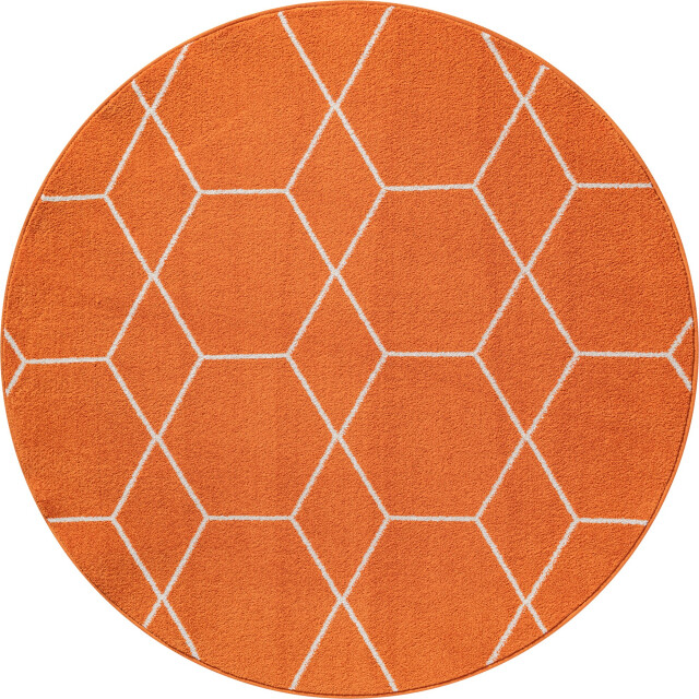 Muratap Trellis uni rond effen laagpolig vloerkleed modern 200 cm rond 3446782 large