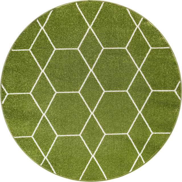 Muratap Trellis uni rond effen laagpolig vloerkleed modern 200 cm rond 3446762 large