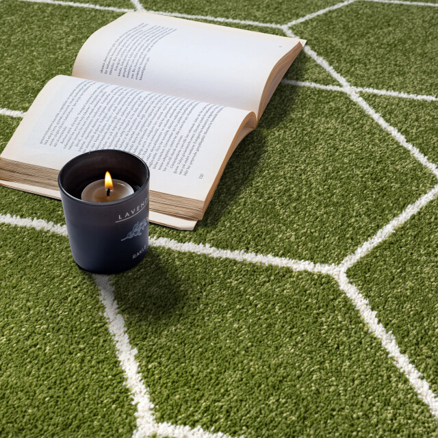 Muratap Trellis uni rond effen laagpolig vloerkleed modern 200 cm rond 3446762 large