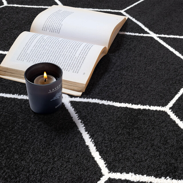 Muratap Trellis uni rond effen laagpolig vloerkleed modern 200 cm rond 3446752 large