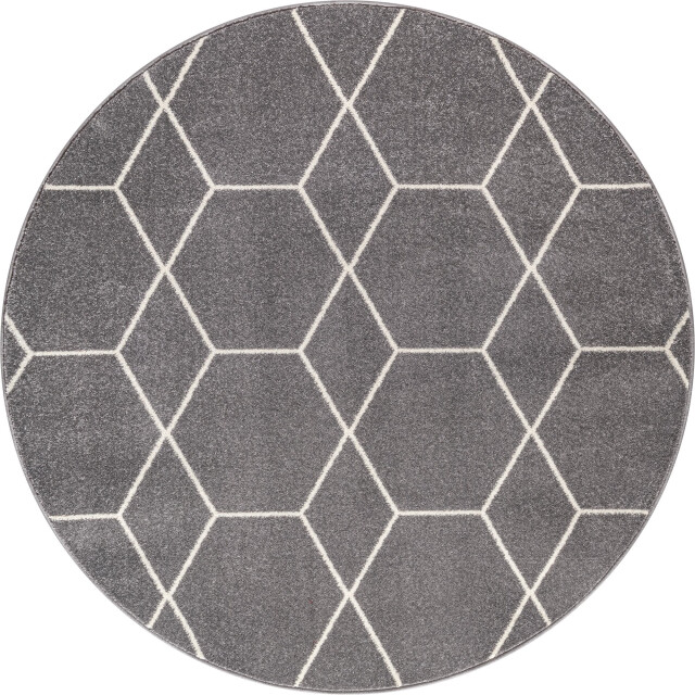 Muratap Trellis uni rond effen laagpolig vloerkleed modern 120 cm rond 3446844 large